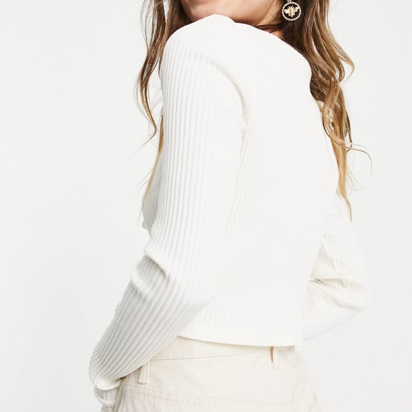 ASOS - STREETWEAR SOCIETY - Long Sleeve Double Tie Front Cardigan - White - Picture 3 of 9